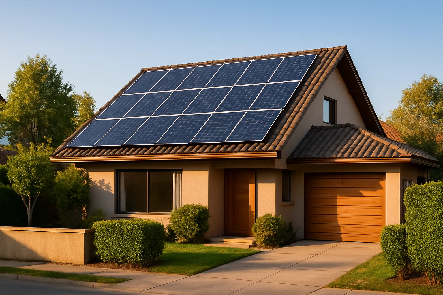 Vivienda unifamiliar con sistema fotovoltaico en el techo